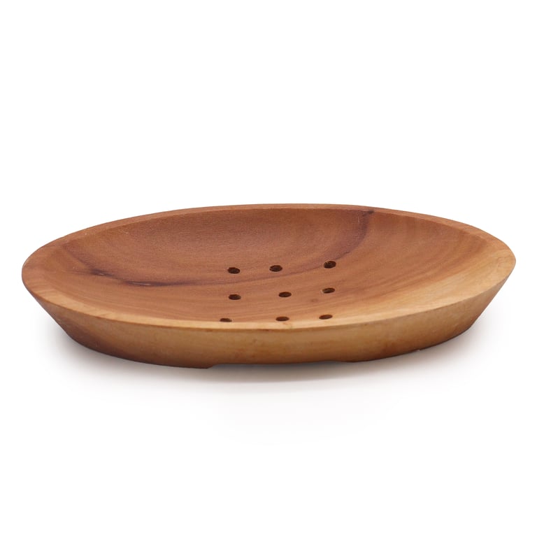 Classic Mahogany Oval Bathroom Soap Dish & Organizer - Wood Soap Holder