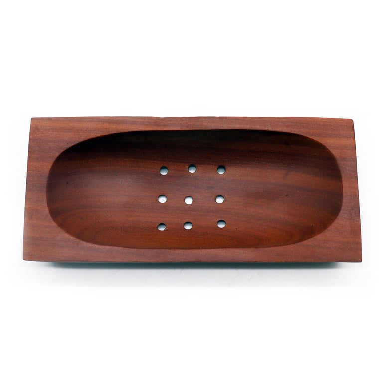 Classic Mahogany Rectangle Bathroom Soap Dish - Luxury Wooden Design