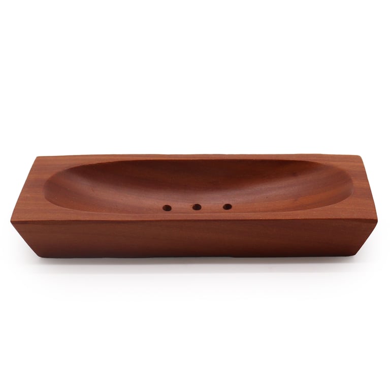 Classic Mahogany Rectangle Bathroom Soap Dish - Luxury Wooden Design