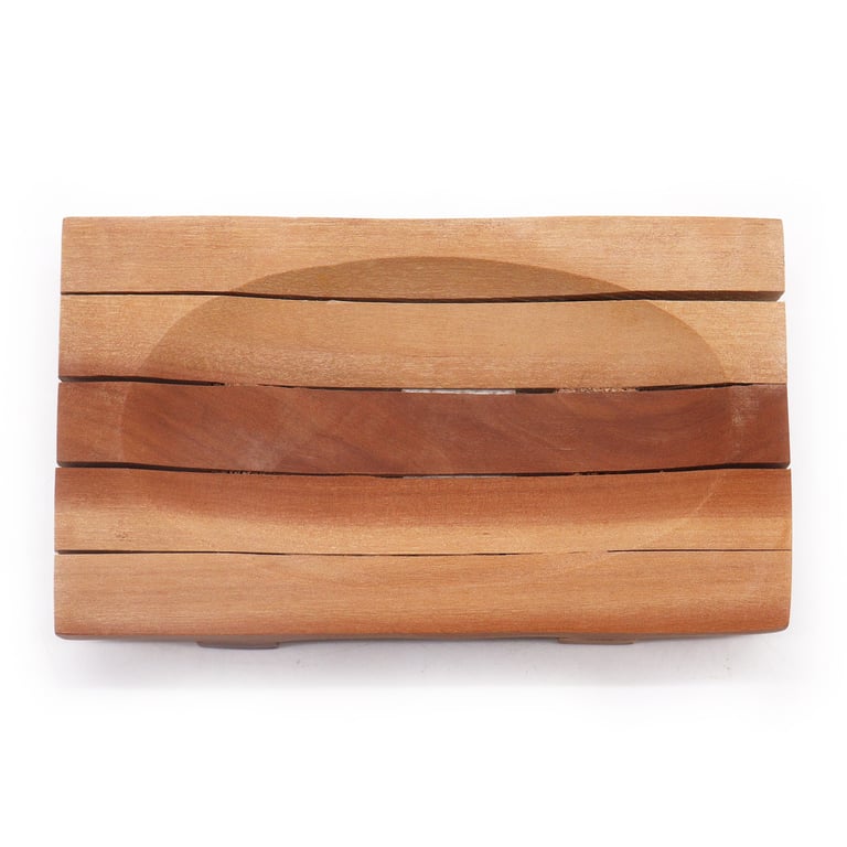 Classic Mahogany Grid Draining Soap Dish - Wooden Bathroom Holder