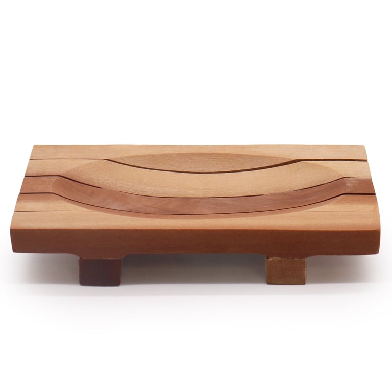 Classic Mahogany Grid Draining Soap Dish - Wooden Bathroom Holder