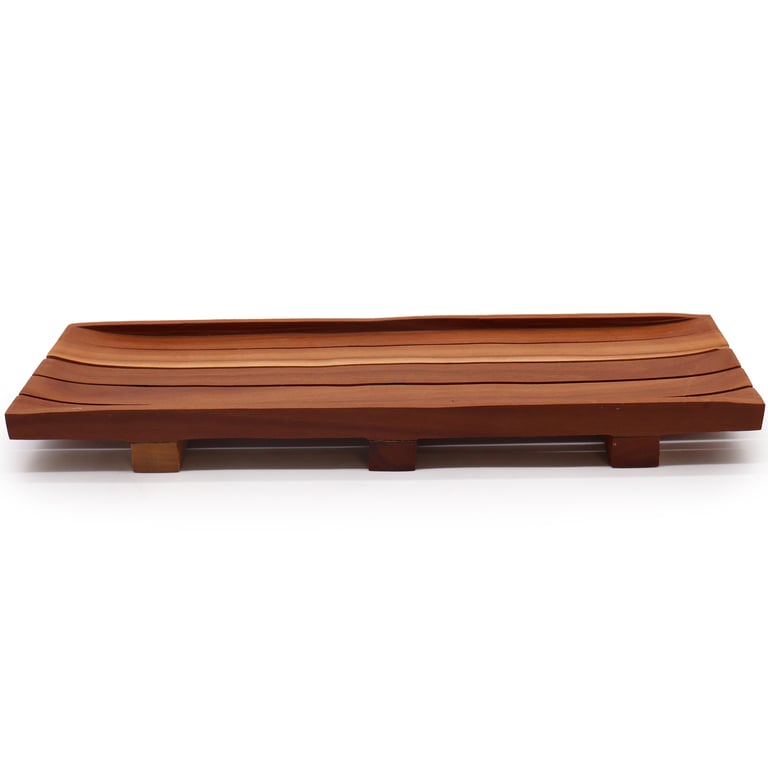 Large Mahogany Soap Loaf Tray - Natural Wood Bathroom Soap Holder and Dish Stand
