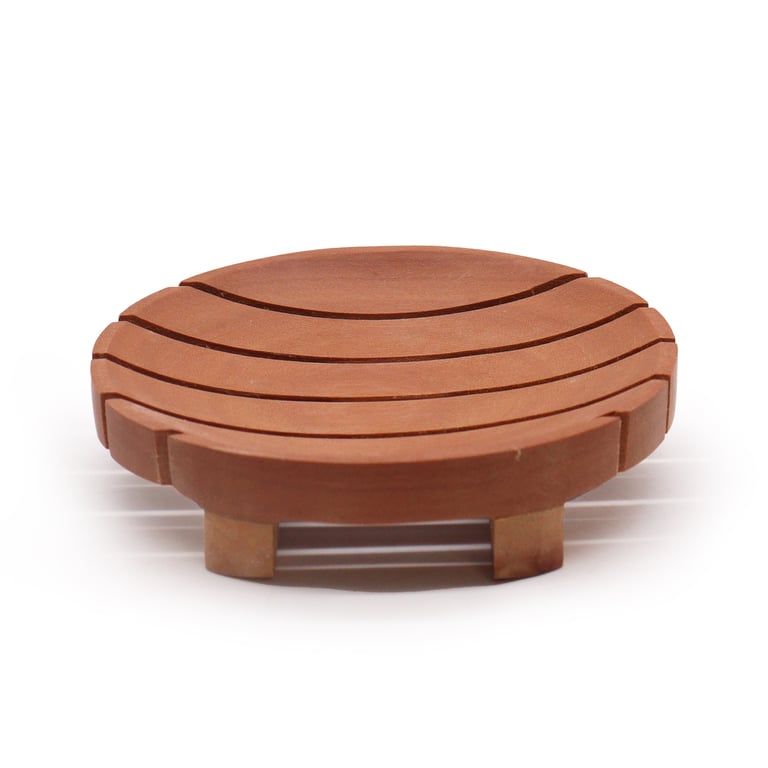 Classic Mahogany Luxury Wooden Round Bathroom Soap Dish