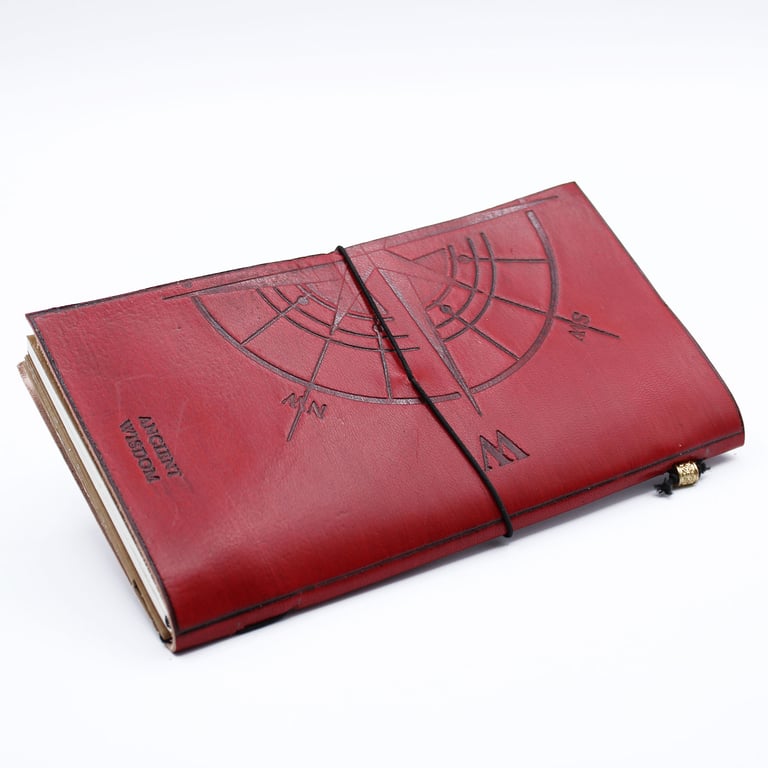 Leather Journal (80 Pages) - Handmade Adventure Bound Red Edition