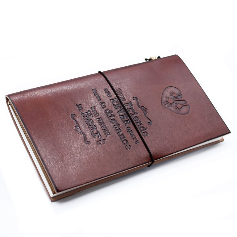 Leather Journal (Handmade, 80 pages) - True Friends Brown Edition