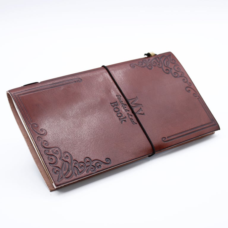 Leather Journal - Bucket List Book (80 pages) - Handmade