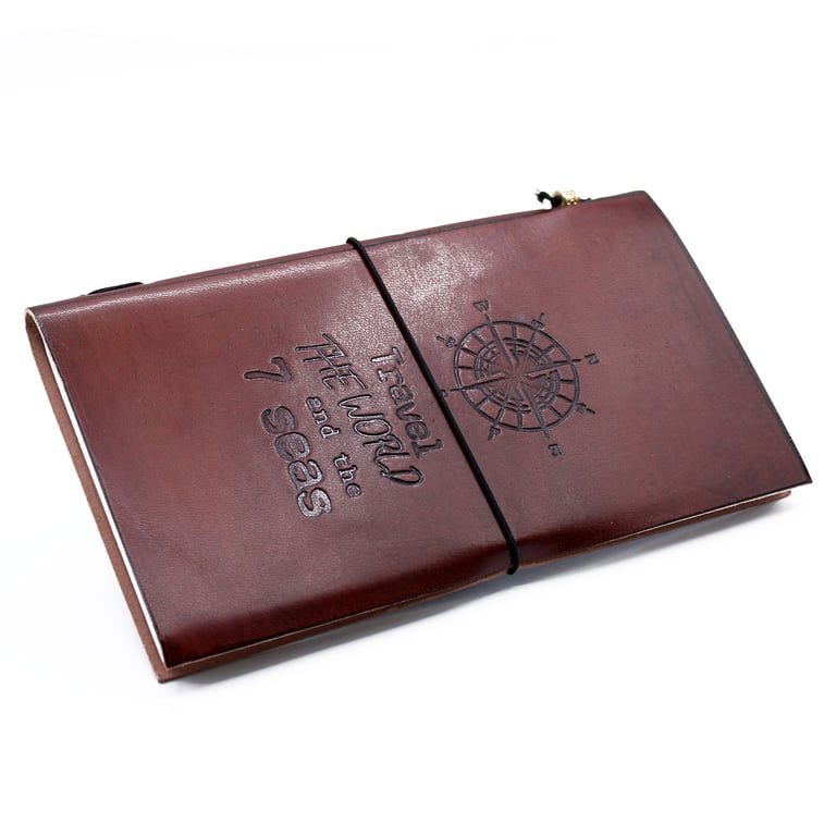 Leather Travel Journal (80 Pages) - Handmade World Explorer