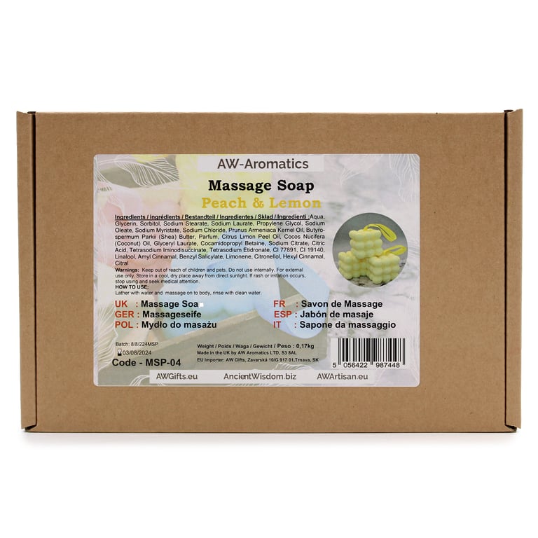 Natural Body Massage Soap - Peach & Lemon Scented Beauty Care Bar