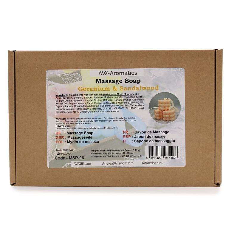 Geranium & Sandalwood Aromatherapy Massage Soap - Relaxation and Stress Relief Body Care