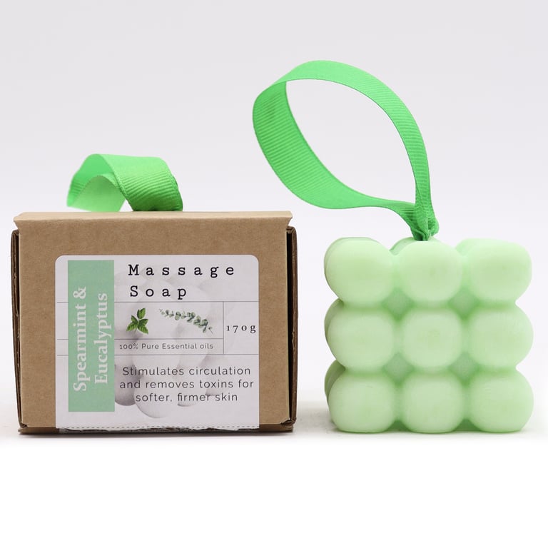 Spearmint & Eucalyptus Natural Body Massage Soaps - Aromatherapy Relaxation Soap for Muscle Relief