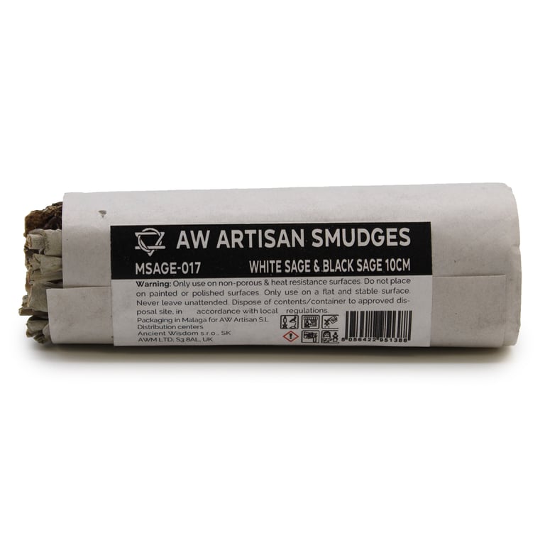 White Sage & Black Sage Aromatic Smudge Stick - 10cm Long Burn Time