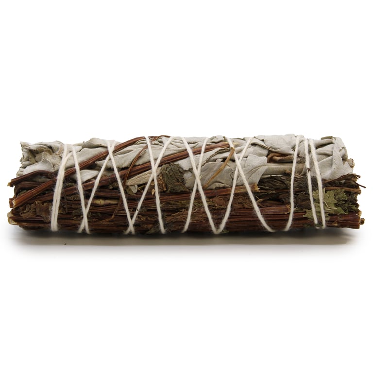 White Sage & Peppermint Smudge Stick - 10cm Purifying and Deodorizing Cleansing Tool