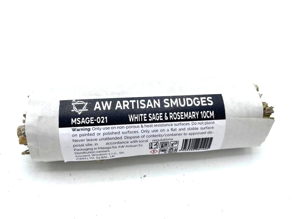 White Sage & Rosemary Natural Smudge Stick, 10cm, Pure and Potent Cleansing Tool
