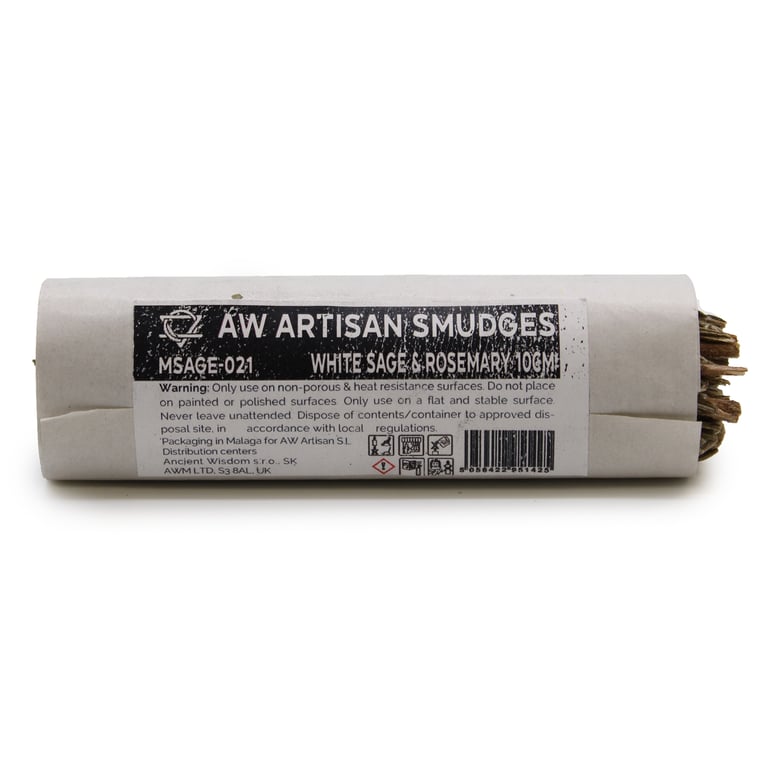 White Sage & Rosemary Natural Smudge Stick, 10cm, Pure and Potent Cleansing Tool