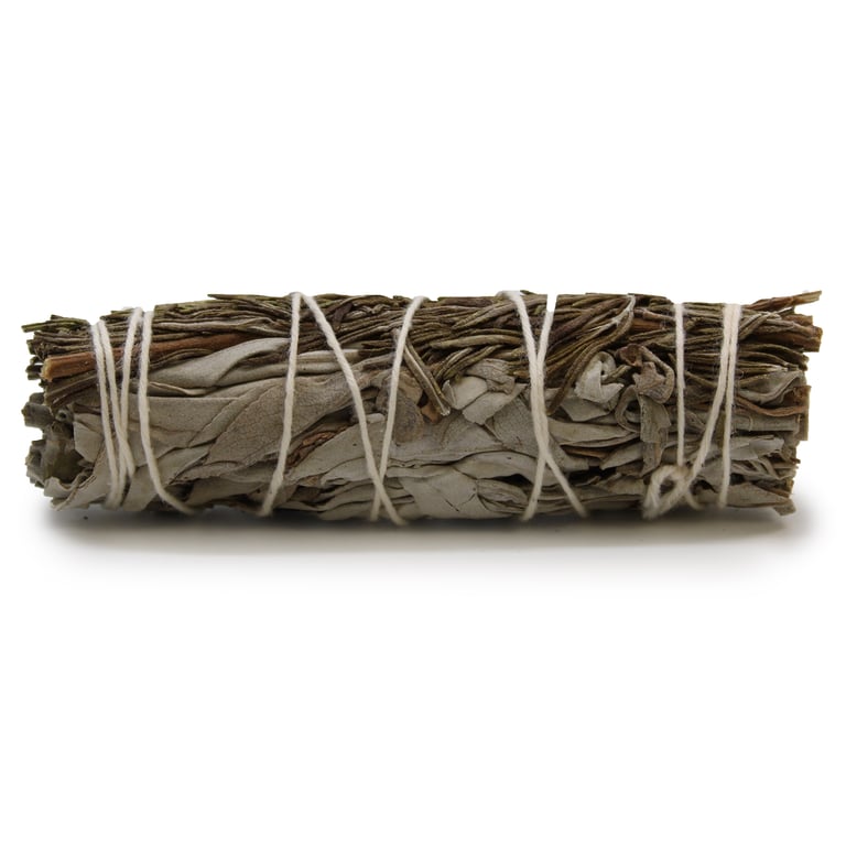White Sage & Rosemary Natural Smudge Stick, 10cm, Pure and Potent Cleansing Tool