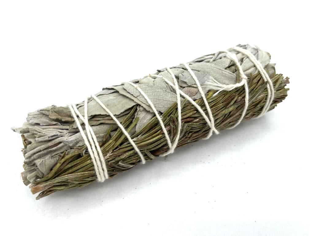 White Sage & Rosemary Natural Smudge Stick, 10cm, Pure and Potent Cleansing Tool