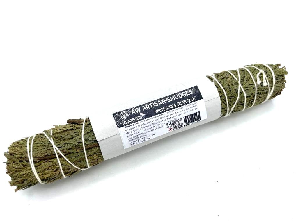 22 cm White Sage & Cedar Smudge Stick - Aromatic Cleansing Kit (Brand Name)