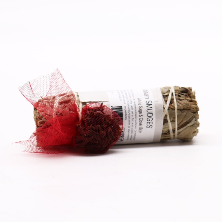 Natural Smudge Stick - White Sage & Clove 10cm, Pure Herbaceous Blend for Cleansing and Protection