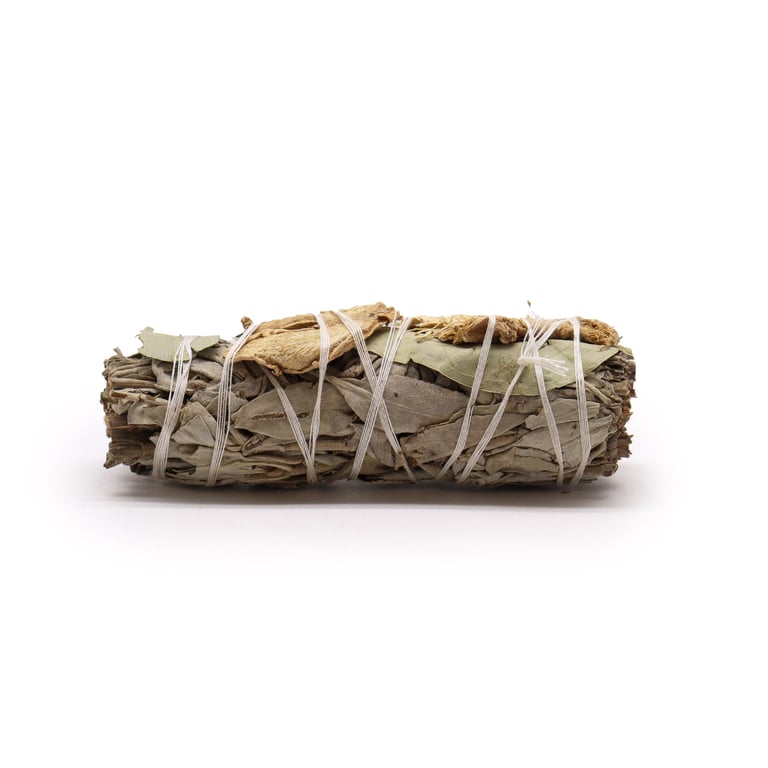 White Sage Smudge Stick - Eucalyptus & Ginger for Spiritual Cleansing and Aromatherapy Purification