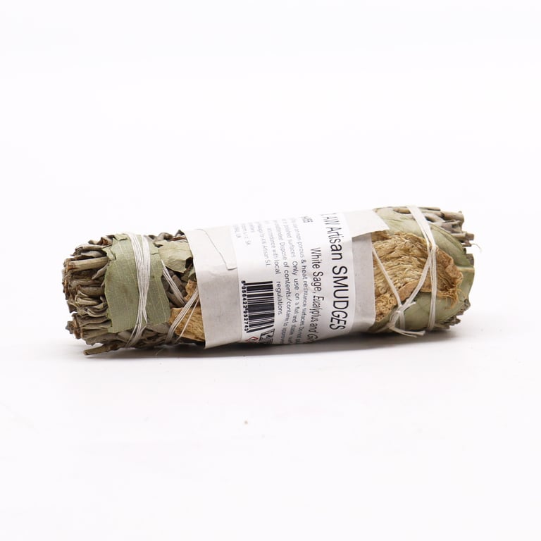 White Sage Smudge Stick - Eucalyptus & Ginger for Spiritual Cleansing and Aromatherapy Purification