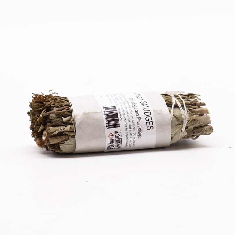 White Sage and Pirul Foliage Natural Smudge Stick for Aromatherapy and Purification
