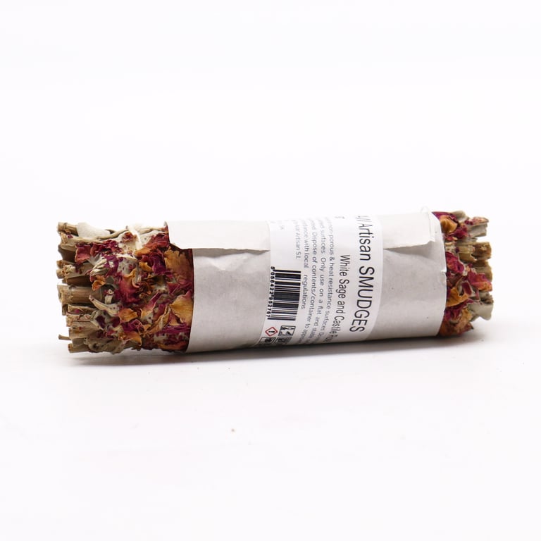 White Sage and Castile Rose Smudge Stick - Natural Purification and Fragrance