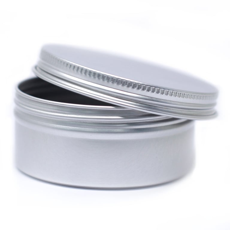 Aluminium Round Tin Box with Screw Top - 70x35mm Food Storage Container for Kitchen Organisation