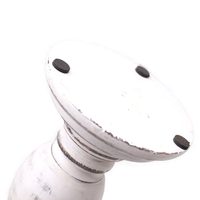Classic Whitewash Small Candle Stand - Decorative Vintage Holder
