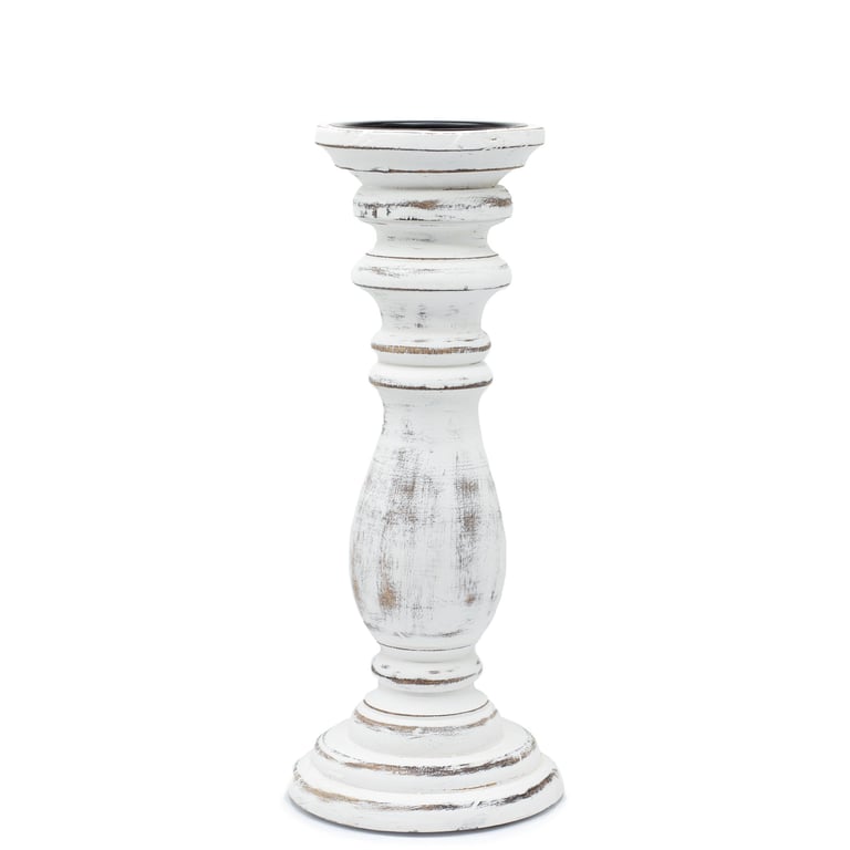 Whitewash Medium Candle Holder - Classic Design