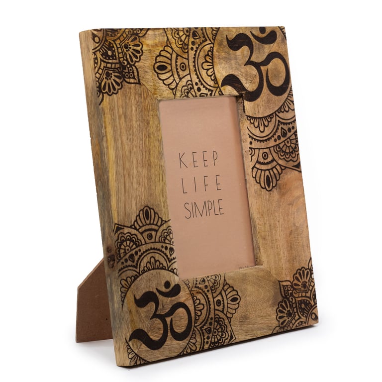 Mango Wood Mandala Picture Frame - 10x15cm Black Wooden Decorative Art Frame