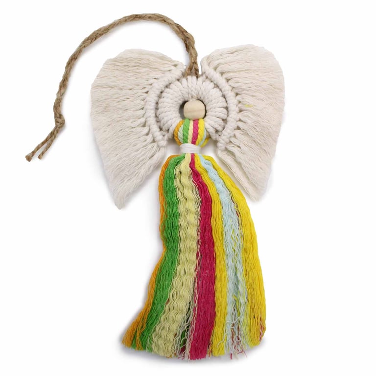 Rainbow Macrame Angel - Bohemian Wall Hanging Decor