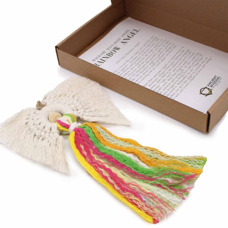 Rainbow Macrame Angel - Bohemian Wall Hanging Decor