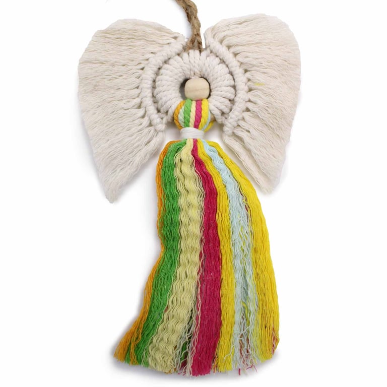 Rainbow Macrame Angel - Bohemian Wall Hanging Decor