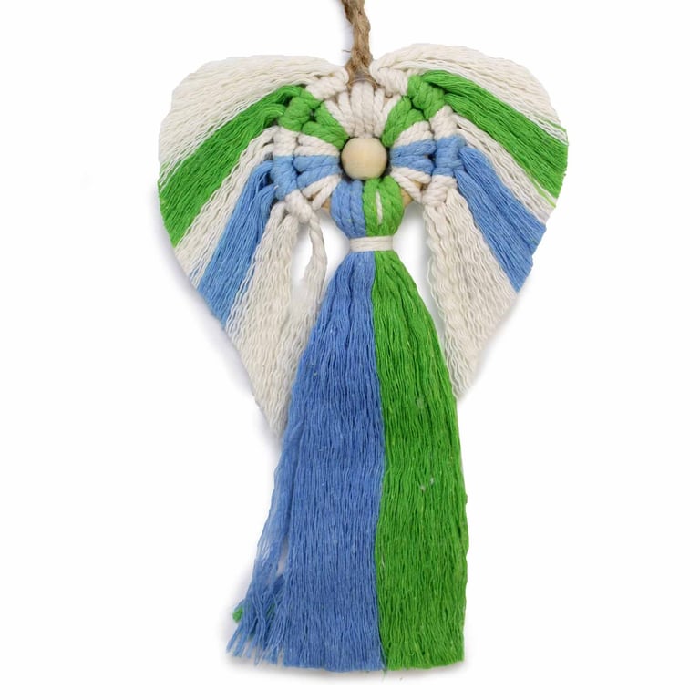 Handcrafted Macrame Angel Wall Hanging - Earth Tone Boho Decor