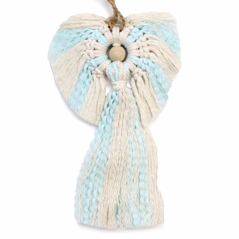 Handmade Macrame Guardian Angel Wall Hanging - Boy Protector