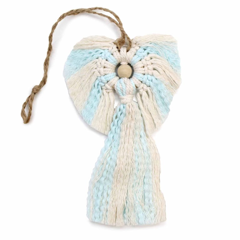 Handmade Macrame Guardian Angel Wall Hanging - Boy Protector