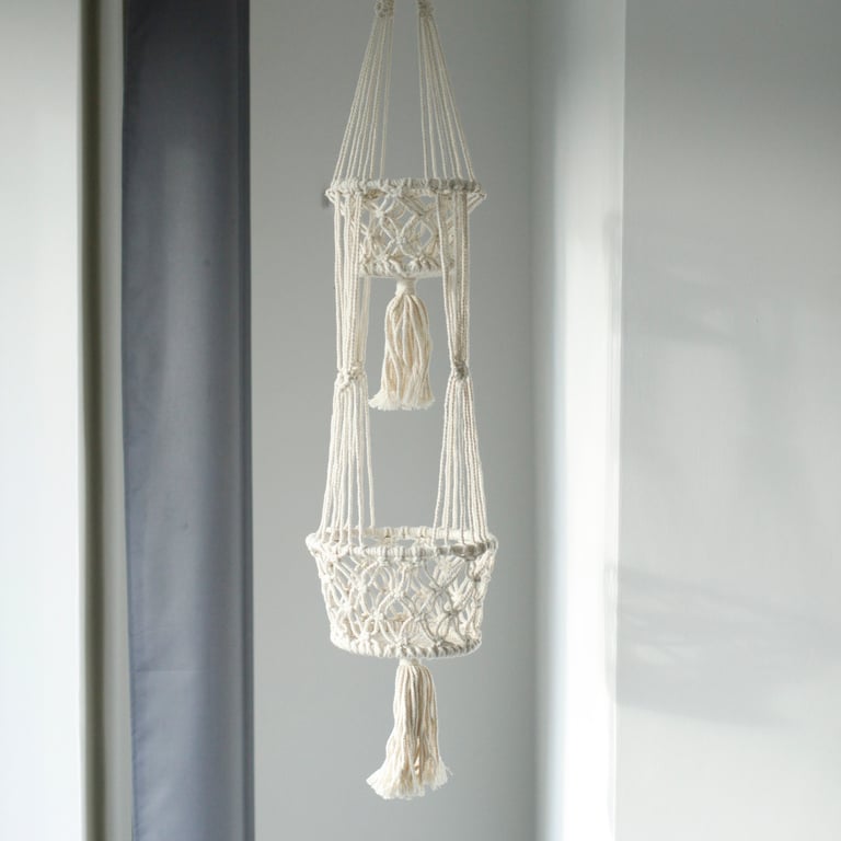 Macrame Double Pot Holder - Durable Handmade Design