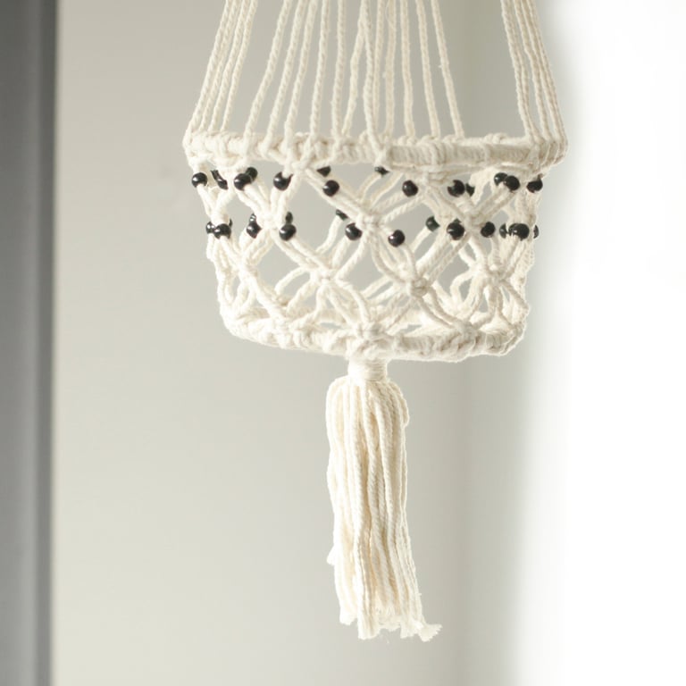 Macrame Large Single Beaded Pot Holder - Durable Handmade Accessory