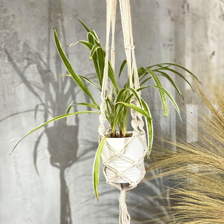 Large Macrame Pot Holder - Extra Long Durability - Brand Name Here