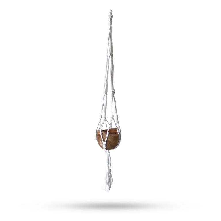 Natural Macrame Pot Holder - Classic Design & Med Size Kitchen Accessory