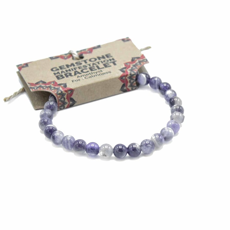 Amethyst Gemstone Manifestation Bracelet - Calmness and Spiritual Balance