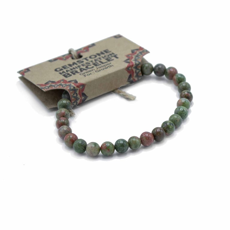 Green Jasper Gemstone Manifestation Bracelet - Foster Growth and Abundance