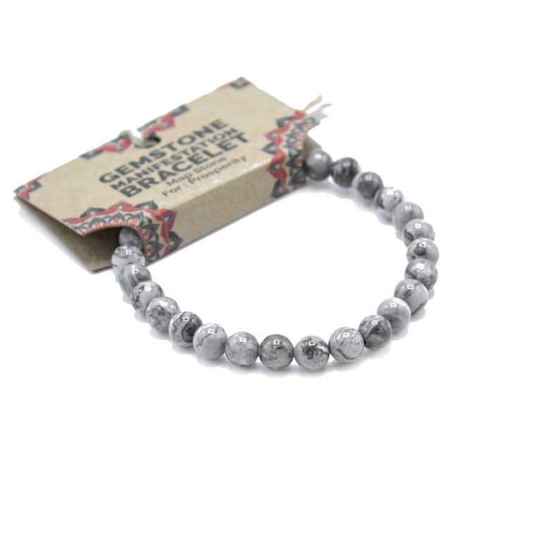 Map Stone Gemstone Manifestation Bracelet for Abundant Prosperity and Good Fortune