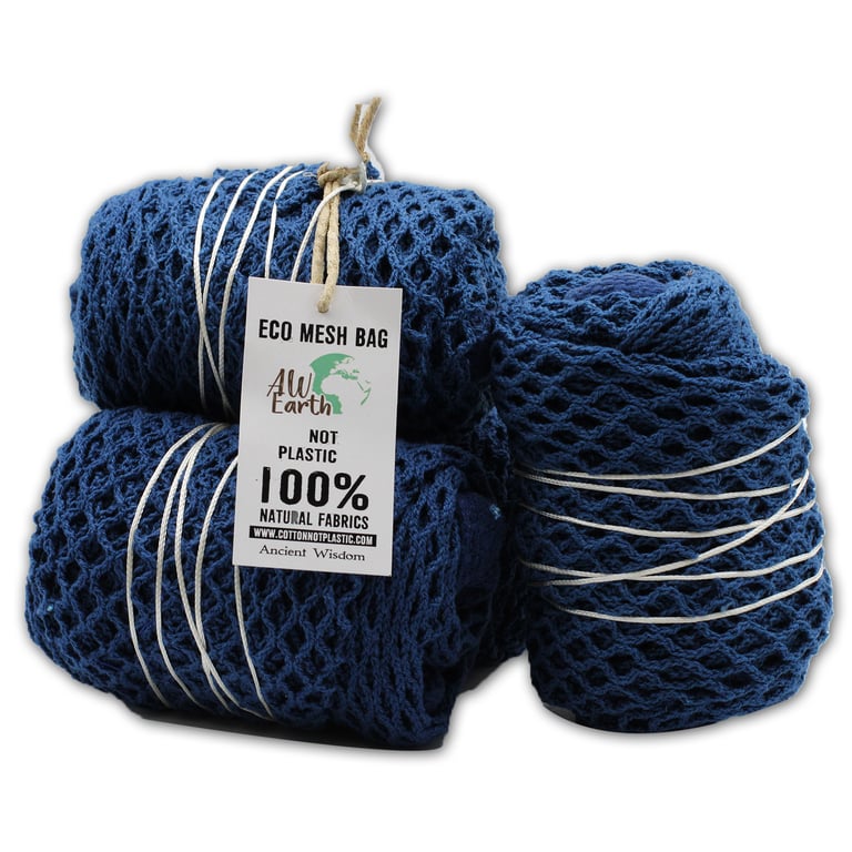 Pure Cotton Mesh Denim Bag - Eco Friendly Reusable Shopping Tote