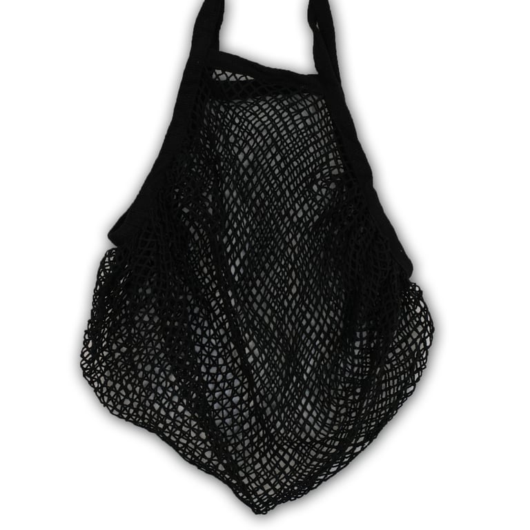 Pure Cotton Mesh Bag - Eco Friendly Reusable Black Shopping Bag