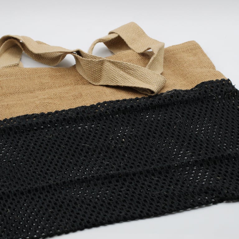 Pure Soft Jute and Organic Cotton Black Mesh Reusable Shopping Bag