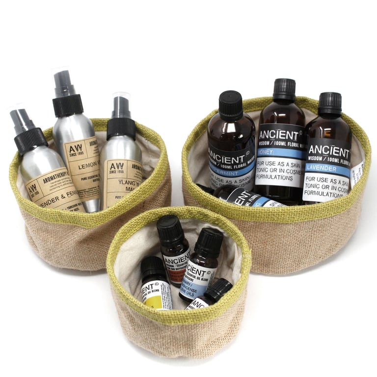 Natural Jute Baskets Set of 3 - Organic Home Decor Storage Solution
