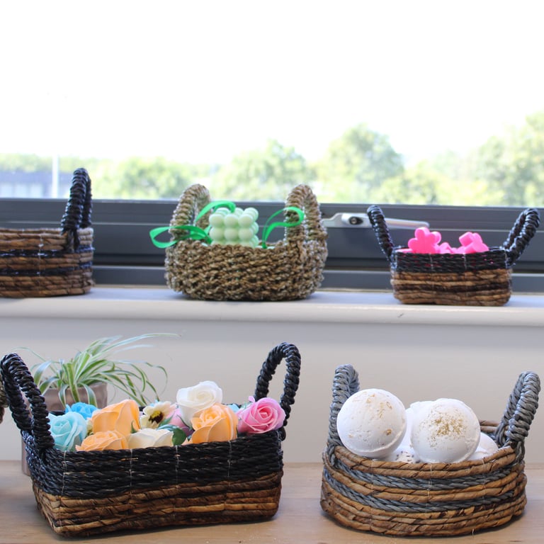 2 Piece Seagrass Natural Woven Basket Set - Durable & Eco-Friendly