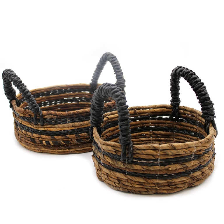 2 Piece Banana Leaf & Hitam Raffia Eco Basket Set