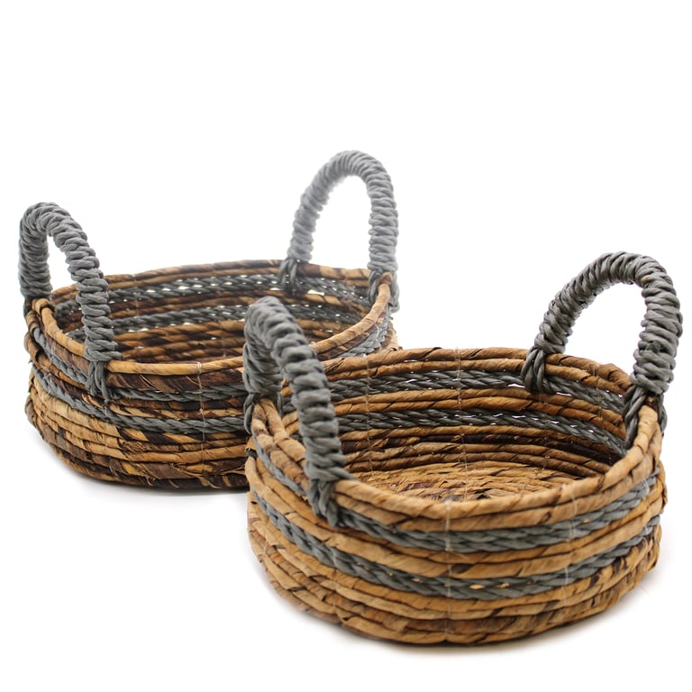 2 Piece Raffia Banana Leaf Basket Set - Eco-Friendly & Durable